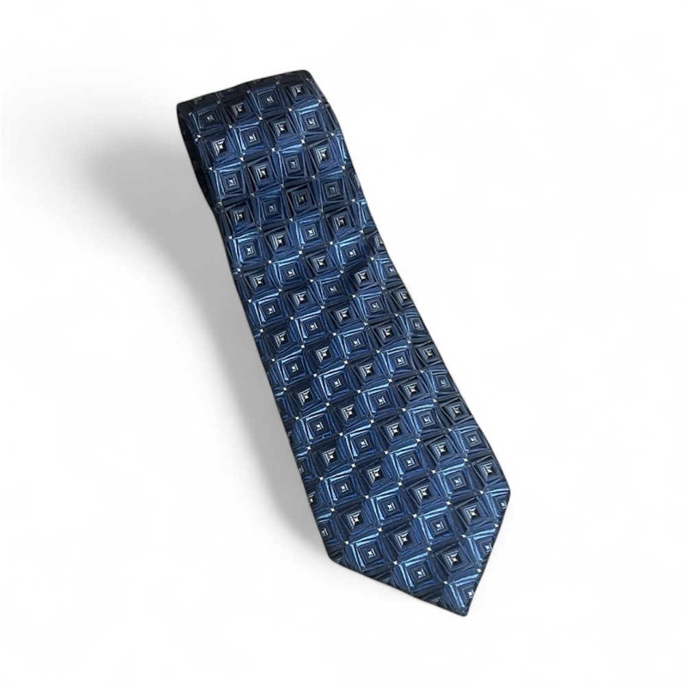 Valentino Blue Geometric Pattern Tie - Picture 2 of 9